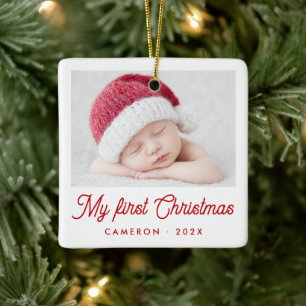 Ornement En Céramique Mon premier Noël bébé photo nom année