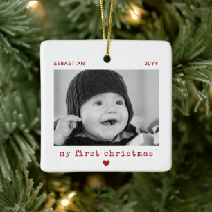 Ornement En Céramique Mon Premier Noël Bébé Photo Souvenir