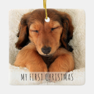 Ornement En Céramique Mon premier Noël Chien Photo plein cadre