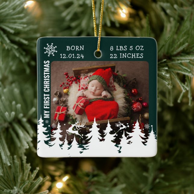 Ornement En Céramique Mon premier Noël, Statistiques de naissance (Arbre)