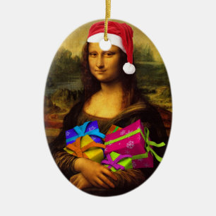 Ornement En Céramique Mona Lisa Arrive Comme Père Noël