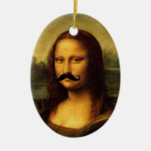 Ornement En Céramique Mona Lisa Avec Moustache