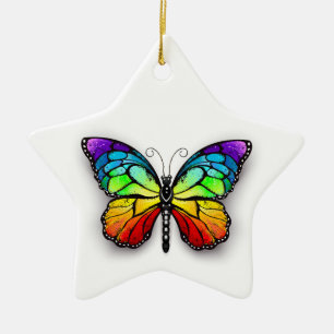 Ornement En Céramique Monarque papillon arc-en-ciel