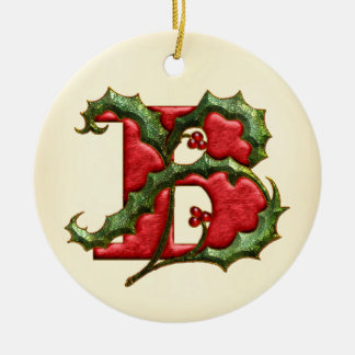 Ornement En Céramique Monogramme B de houx de Noël