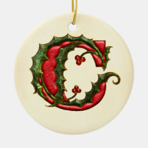 Monogramme C de houx de Noël