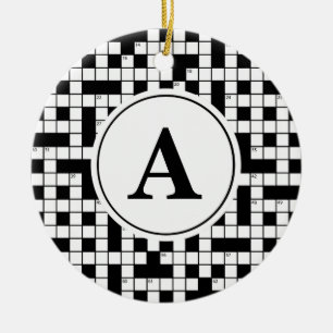 Ornement En Céramique Monogramme de casse-tête de mot croisé