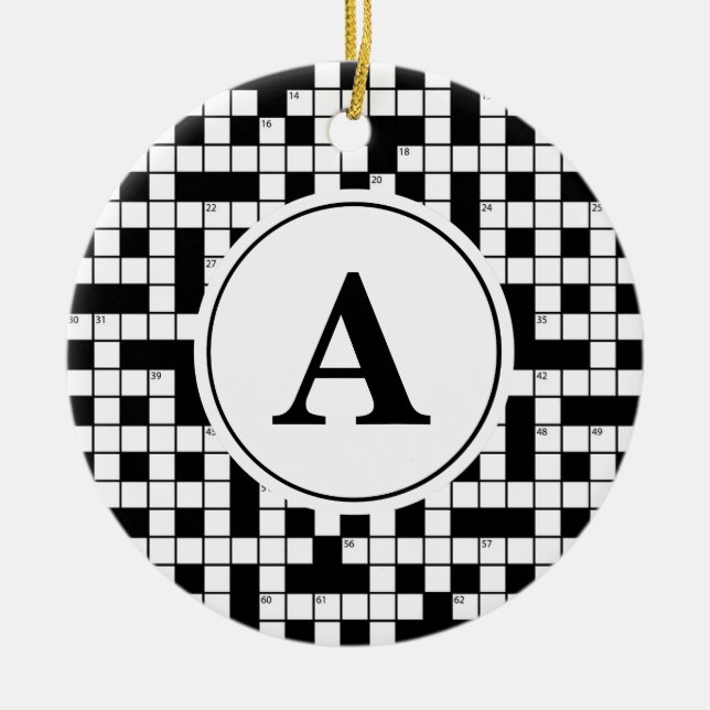 Ornement En Céramique Monogramme de casse-tête de mot croisé (Devant)