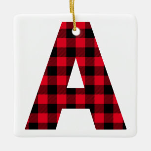 Ornement En Céramique Monogramme Plaid Monogramme A de Buffalo Classique