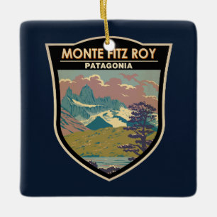 Ornement En Céramique Monte Fitz Roy Patagonia Travel Art Vintage