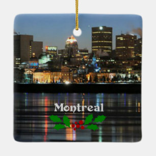Ornement En Céramique Montreal Skyline avec Noël holly