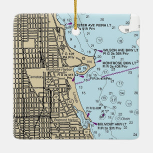 Ornement En Céramique Montrose Harbor Chicago Lakefront Chart