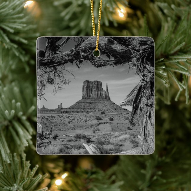 Ornement En Céramique Monument Valley Noir et blanc (Arbre)