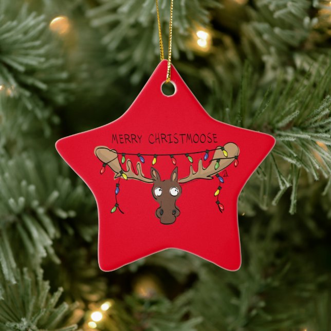 Ornement En Céramique Moose Cute Funny Noël (Arbre)