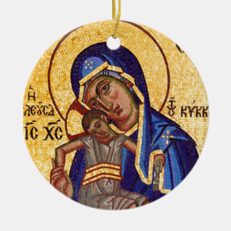 Ornement En Céramique Mosaïque Madonna et icône d'enfant