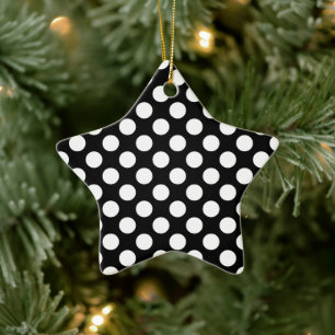 Ornement En Céramique Motif à pois noir et blanc