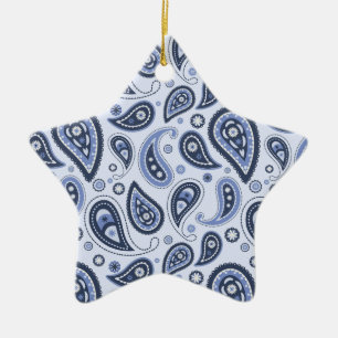 Ornement En Céramique Motif Blue Paisley