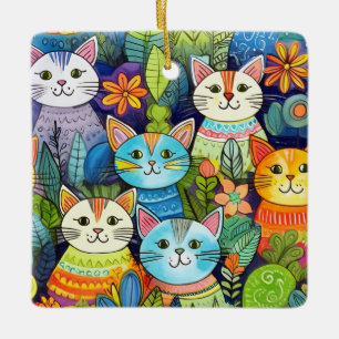 Ornement En Céramique Motif de caricatures de chat mignon