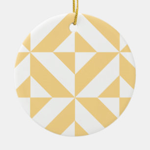 Ornement En Céramique Motif de cube géométrique Pale Melon