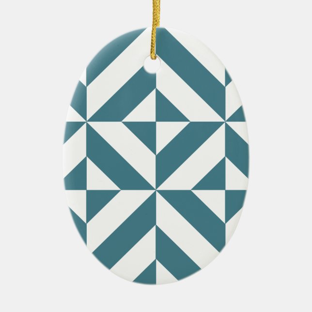 Ornement En Céramique Motif de cube vert géométrique profond Turquoise (Devant)