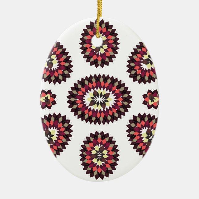 Ornement En Céramique Motif de fleurs Mandala (Devant)