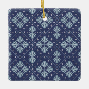 Ornement En Céramique Motif de formes géométriques bleues