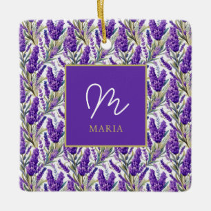Ornement En Céramique Motif de lavande violet étonnant Monogramme