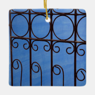 Ornement En Céramique motif en fer en bleu, Cuba