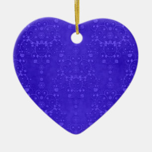 Ornement En Céramique Motif fantaisie damassé bleu cobalt vibrant