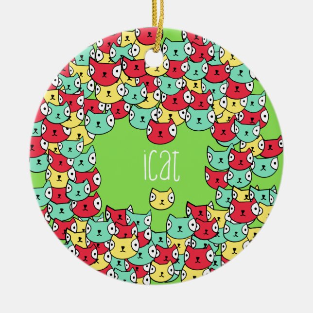 Ornement En Céramique Motif génial de chat (Devant)