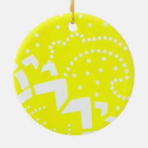 Ornement En Céramique Motif géométrique à points graphiques jaune citron