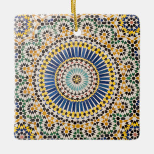 Ornement En Céramique Motif géométrique de carreaux, Maroc
