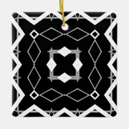 Ornement En Céramique Motif géométrique noir blanc et argenté
