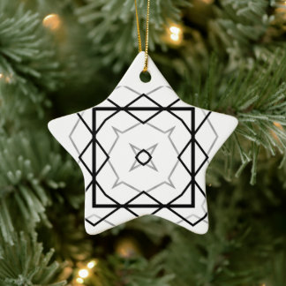 Ornement En Céramique Motif géométrique noir et argent blanc