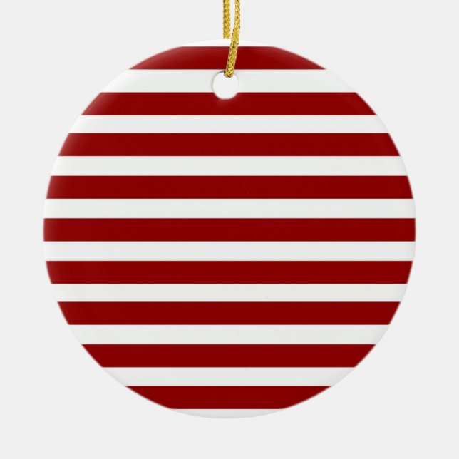 Ornement En Céramique Motif horizontal rouge et blanc de rayures (Devant)