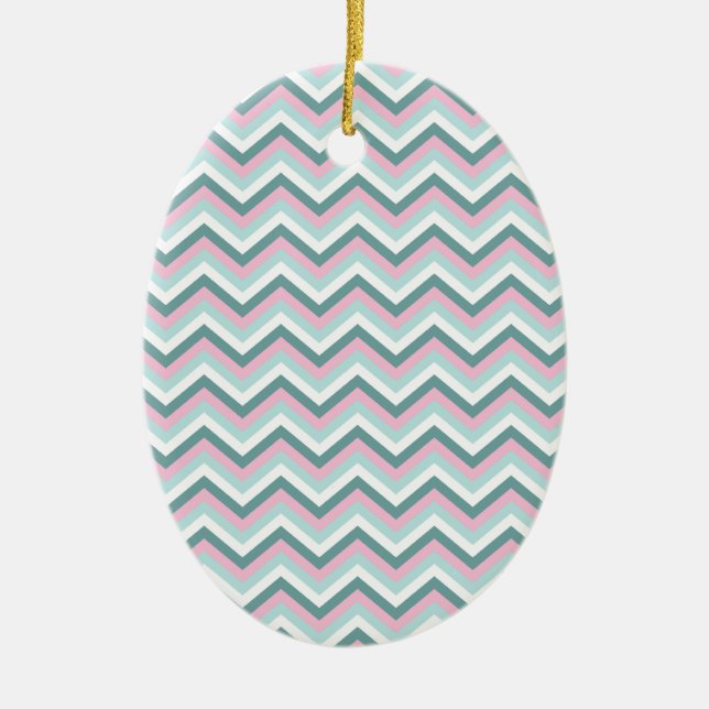 Ornement En Céramique Motif Ocean Mist Chevron (Devant)