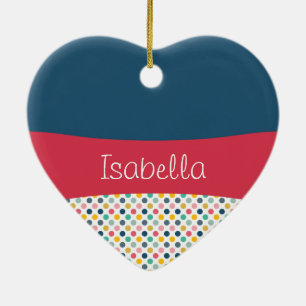 Ornement En Céramique Motif personnalisable Polka Dot coloré