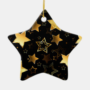Ornement En Céramique Motif sans couture avec étoiles d'or