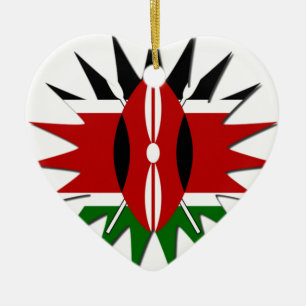 Ornement En Céramique Motif vibrant du drapeau kenyan : une œuvre d'art 