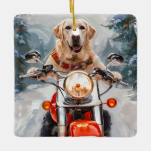 Ornement En Céramique Moto à chiens Labrador Noël
