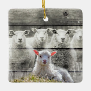 Ornement En Céramique Mouton d'agneau de bébé