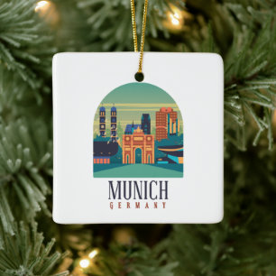 Ornement En Céramique Munich Bavière Allemagne Vintage voyage