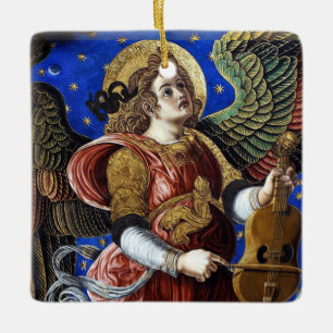Ornement En Céramique MUSIQUE FABRIQUANT L'ANGE AVEC UN Noël VIELLE