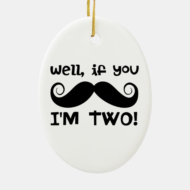 Ornement En Céramique Mustache du 2e anniversaire (Dos)