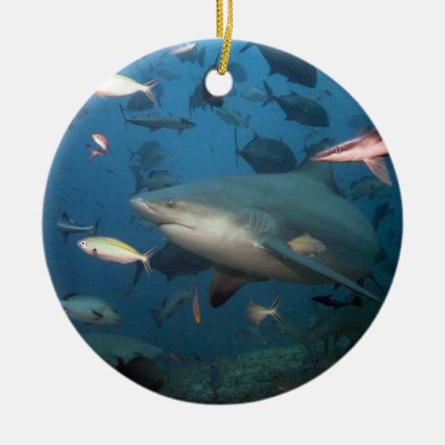Ornement En Céramique nager avec des requins (Devant)