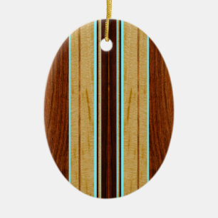 Ornement En Céramique Nalu Hou Faux Koa Bois Surf