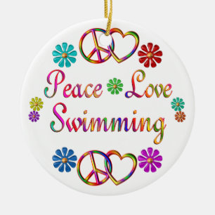 ORNEMENT EN CÉRAMIQUE NATATION D'AMOUR DE PAIX