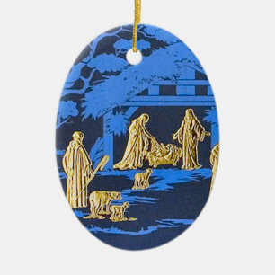 Ornement En Céramique Nativité bleue