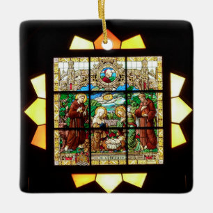 Ornement En Céramique Nativité de Noël en verre tendu