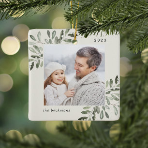 Ornement En Céramique Naturellement Joyeux Photo personnalisée botaniq