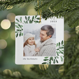 Ornement En Céramique Naturellement Joyeux | Photo personnalisée botaniq